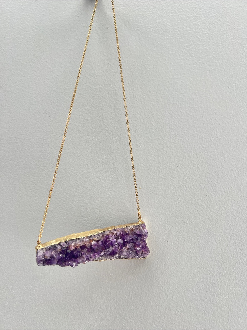 16in Raw Amethyst Necklace - Gold (Right Handed Clasp)